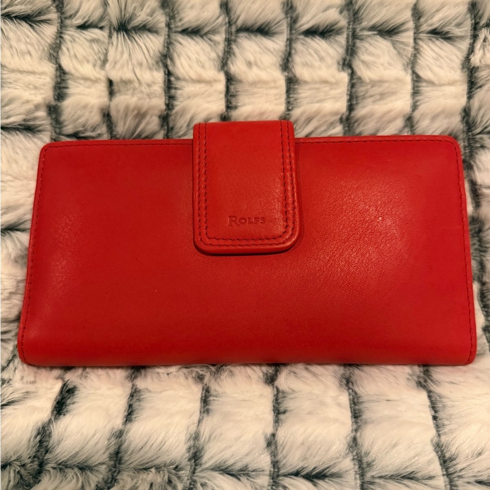 Rolf’s Red Leather Continental Compact Clutch Checkbook Kisslock Wallet NWT - Picture 2 of 8